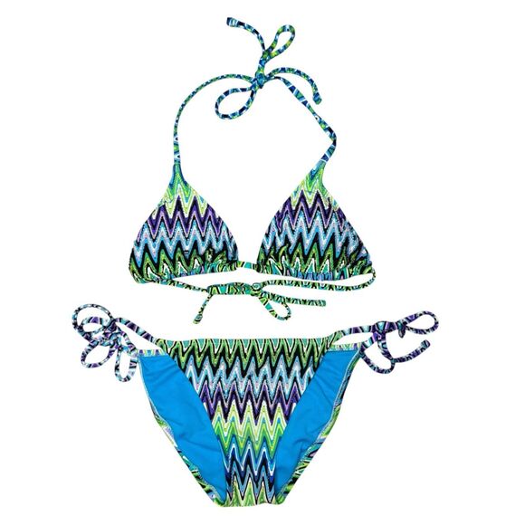 ABS by Allen Schwartz Women’s Small Bikini Swimsuit Beaded Multicolor Padded - Picture 1 of 8